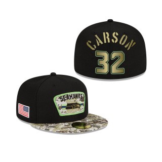 Men's Chris Carson Seattle Seahawks Black Camo 2021 Salute To Service 59FIFTY Fitted Hat