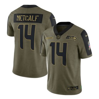 2021 Salute To Service Seahawks DK Metcalf Olive Limited Player Jersey