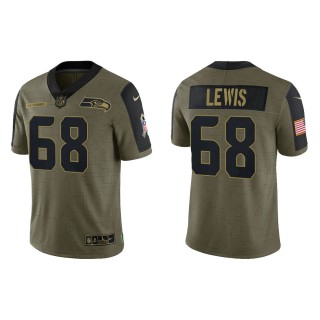 Men's Damien Lewis Seattle Seahawks Olive 2021 Salute To Service Limited Jersey