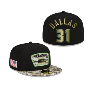 Men's DeeJay Dallas Seattle Seahawks Black Camo 2021 Salute To Service 59FIFTY Fitted Hat