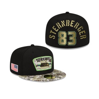 Men's Jace Sternberger Seattle Seahawks Black Camo 2021 Salute To Service 59FIFTY Fitted Hat