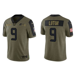 Men's Jake Luton Seattle Seahawks Olive 2021 Salute To Service Limited Jersey