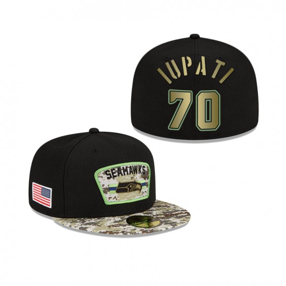 Men's Mike Iupati Seattle Seahawks Black Camo 2021 Salute To Service 59FIFTY Fitted Hat