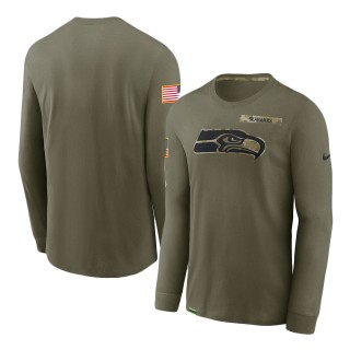 2021 Salute To Service Seahawks Olive Performance Long Sleeve T-Shirt