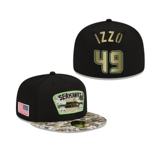 Men's Ryan Izzo Seattle Seahawks Black Camo 2021 Salute To Service 59FIFTY Fitted Hat