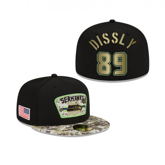 Men's Will Dissly Seattle Seahawks Black Camo 2021 Salute To Service 59FIFTY Fitted Hat
