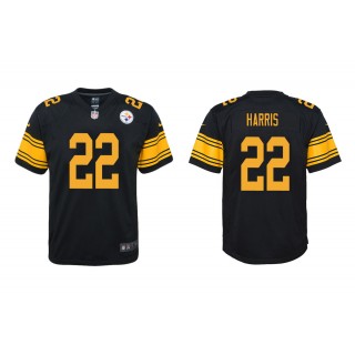 Youth Najee Harris Pittsburgh Steelers Black Color Rush Game Jersey