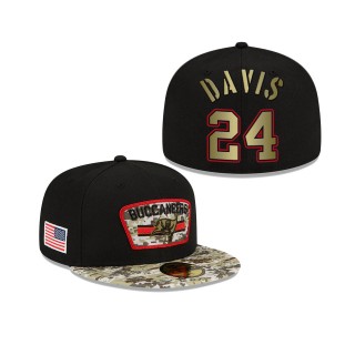 Men's Carlton Davis Tampa Bay Buccaneers Black Camo 2021 Salute To Service 59FIFTY Fitted Hat