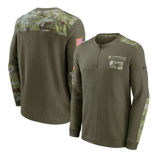 2021 Salute To Service Buccaneers Olive Henley Long Sleeve Thermal Top