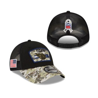 2021 Salute To Service Titans Black Camo Trucker 9FORTY Snapback Adjustable Hat
