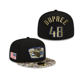 Men's Bud Dupree Tennessee Titans Black Camo 2021 Salute To Service 59FIFTY Fitted Hat