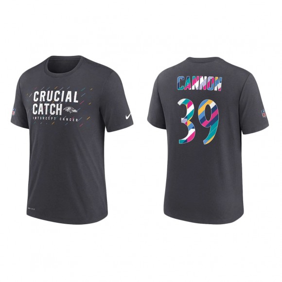 Trenton Cannon Baltimore Ravens Nike Charcoal 2021 NFL Crucial Catch Performance T-Shirt