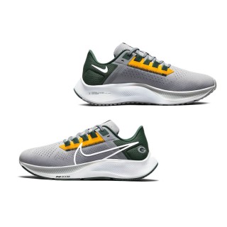 Unisex Green Bay Packers Nike Gray Zoom Pegasus 38 Shoes