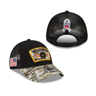 2021 Salute To Service Washington Football Team Black Camo Trucker 9FORTY Snapback Adjustable Hat