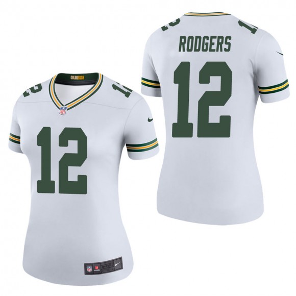 Women's Green Bay Packers Aaron Rodgers White Color Rush Legend Jersey