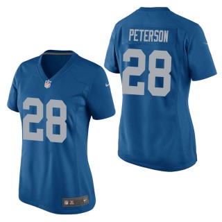 Women's Detroit Lions Adrian Peterson Blue Throwback Game Jersey