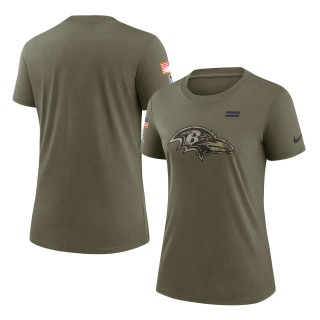 2021 Salute To Service Women's Ravens Olive T-Shirt