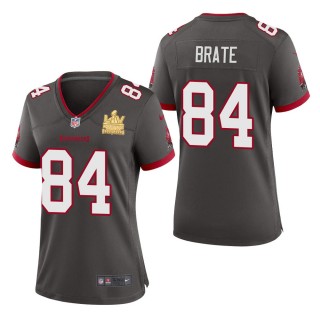 Women's Tampa Bay Buccaneers Cameron Brate Pewter Super Bowl LV Champions Jersey
