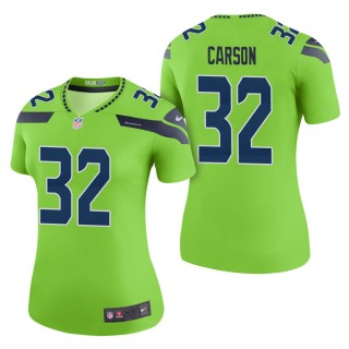 Women's Seattle Seahawks Chris Carson Green Color Rush Legend Jersey
