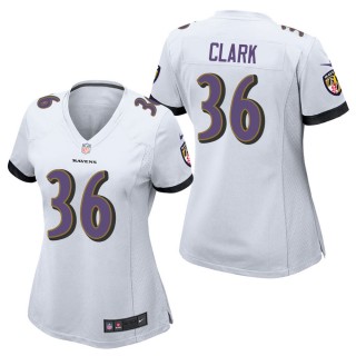 Women's Baltimore Ravens Chuck Clark White Game Jersey