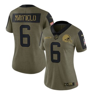 2021 Salute To Service Women's Browns Baker Mayfield Olive Limited Player Jersey