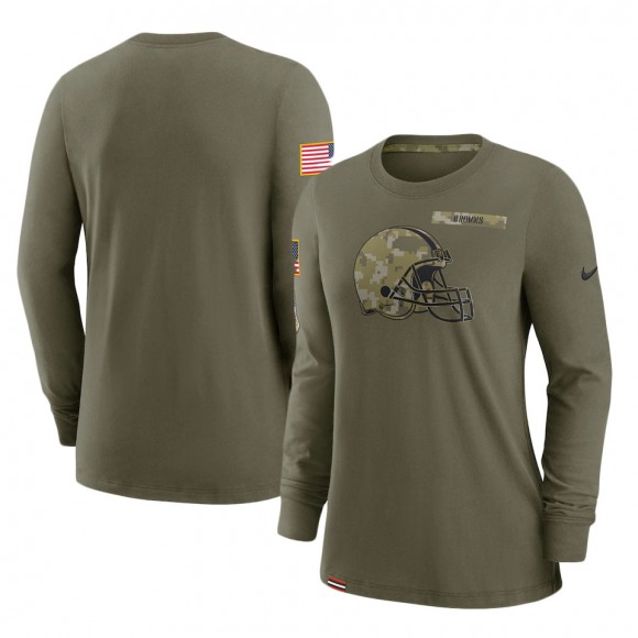 2021 Salute To Service Women's Browns Olive Performance Long Sleeve T-Shirt