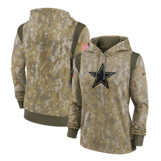 2021 Salute To Service Women's Cowboys Olive Therma Performance Pullover Hoodie