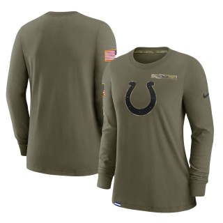 2021 Salute To Service Women's Colts Olive Performance Long Sleeve T-Shirt