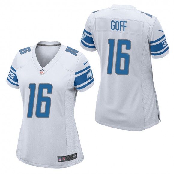 Women's Detroit Lions Jared Goff White Game Jersey