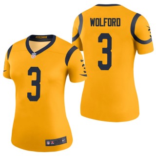 Women's Los Angeles Rams John Wolford Gold Color Rush Legend Jersey