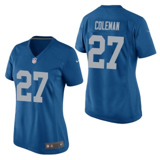 Women's Detroit Lions Justin Coleman Blue Throwback Game Jersey