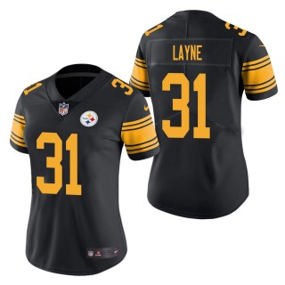 Women's Pittsburgh Steelers Justin Layne Black Color Rush Limited Jersey