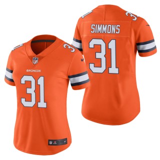Women's Denver Broncos Justin Simmons Orange Color Rush Limited Jersey