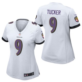 Women's Baltimore Ravens Justin Tucker White Game Jersey