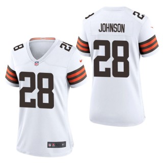 Women's Cleveland Browns Kevin Johnson White Game Jersey