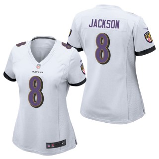Women's Baltimore Ravens Lamar Jackson White Game Jersey