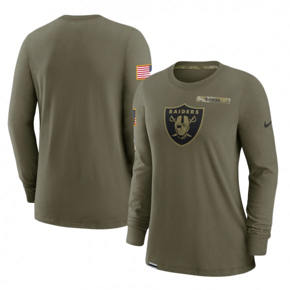 2021 Salute To Service Women's Raiders Olive Performance Long Sleeve T-Shirt