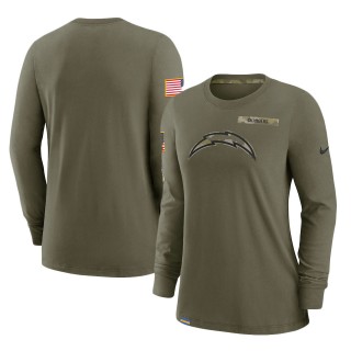 2021 Salute To Service Women's Chargers Olive Performance Long Sleeve T-Shirt