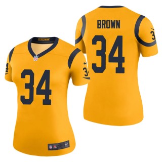 Women's Los Angeles Rams Malcolm Brown Gold Color Rush Legend Jersey