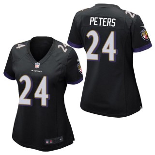 Women's Baltimore Ravens Marcus Peters Black Game Jersey