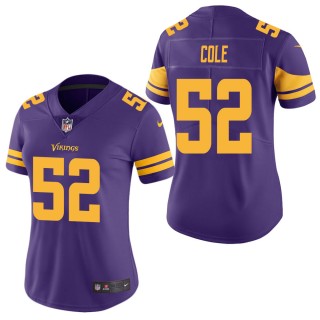 Women's Minnesota Vikings Mason Cole Purple Color Rush Limited Jersey