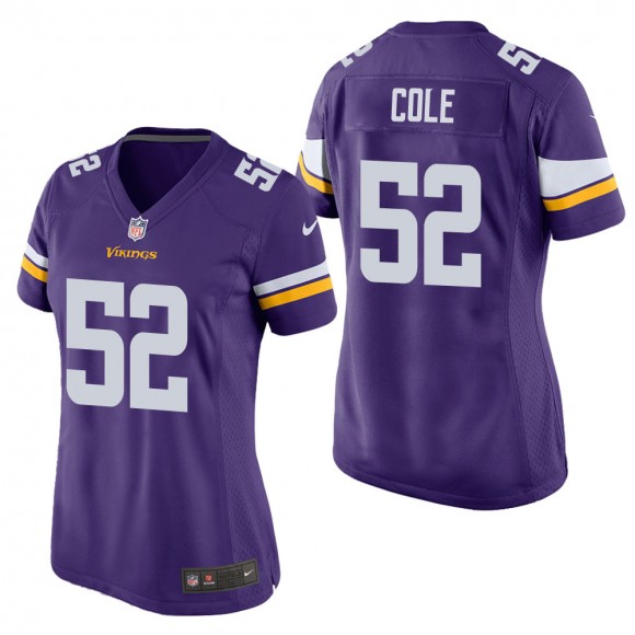 Women's Minnesota Vikings Mason Cole Purple Game Jersey