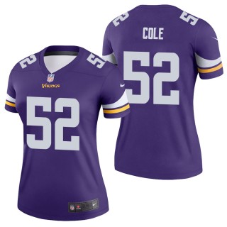 Women's Minnesota Vikings Mason Cole Purple Legend Jersey