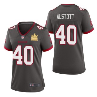 Women's Tampa Bay Buccaneers Mike Alstott Pewter Super Bowl LV Champions Jersey