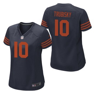 Women's Chicago Bears Mitchell Trubisky Navy Throwback Game Jersey