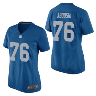 Women's Detroit Lions Oday Aboushi Blue Throwback Game Jersey