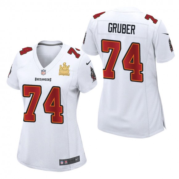 Women's Tampa Bay Buccaneers Paul Gruber White Super Bowl LV Champions Jersey