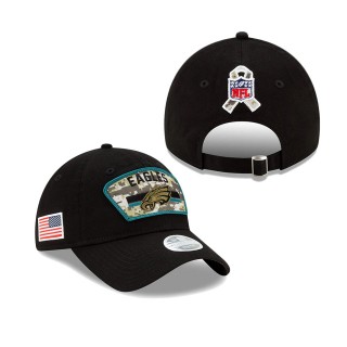 2021 Salute To Service Women's Eagles Black 9TWENTY Adjustable Hat