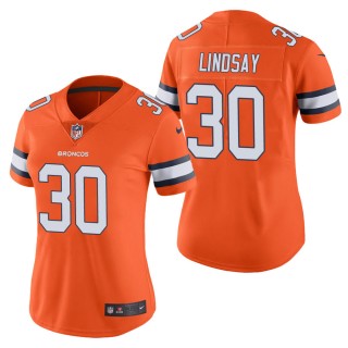Women's Denver Broncos Phillip Lindsay Orange Color Rush Limited Jersey