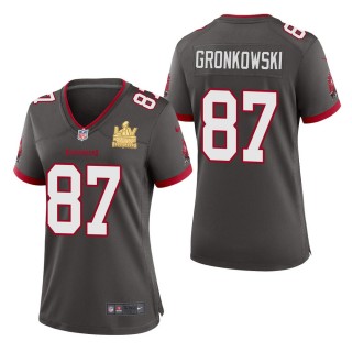 Women's Tampa Bay Buccaneers Rob Gronkowski Pewter Super Bowl LV Champions Jersey